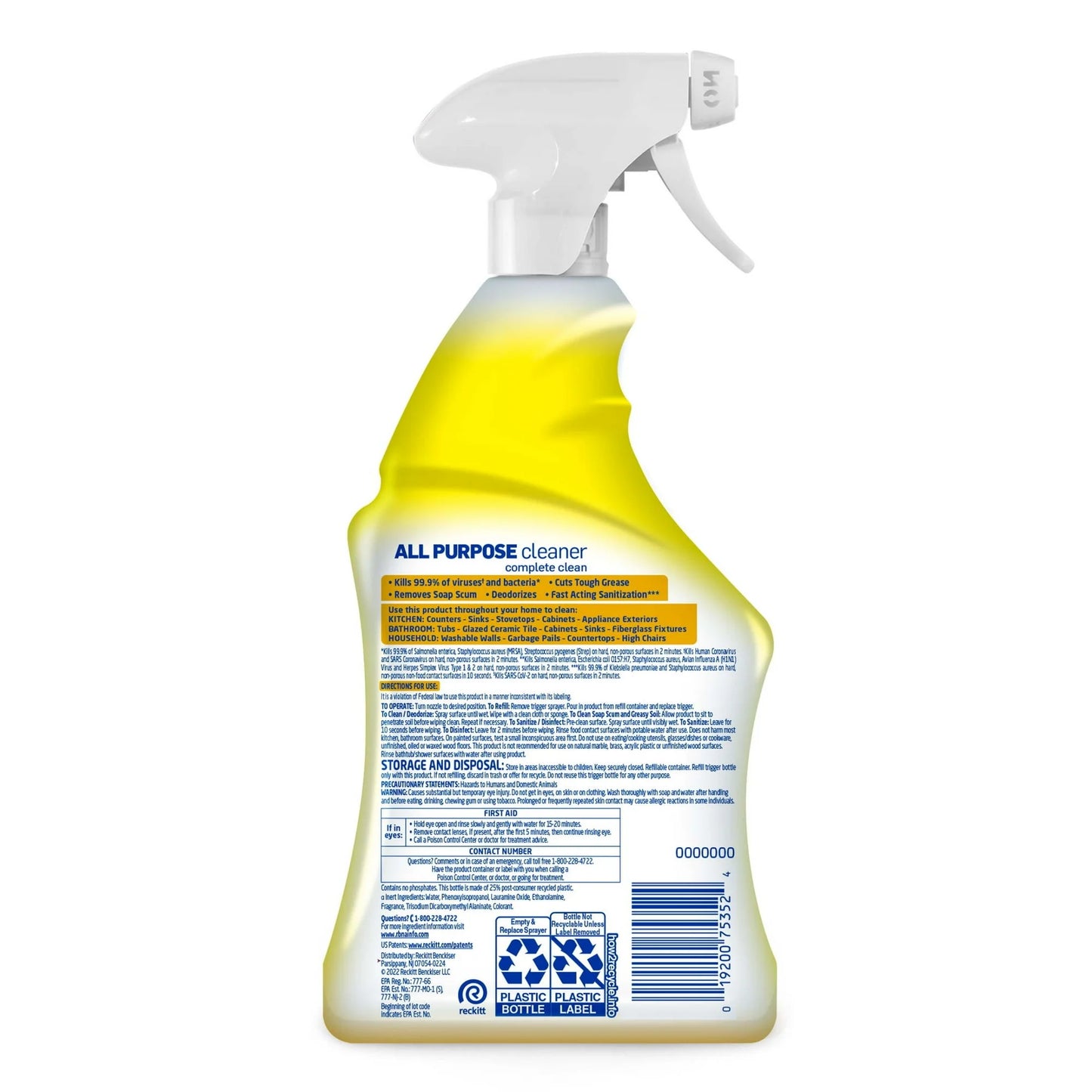 Lysol All-Purpose Cleaner, Sanitizing and Disinfecting Spray, Lemon Breeze Scent, 32 oz