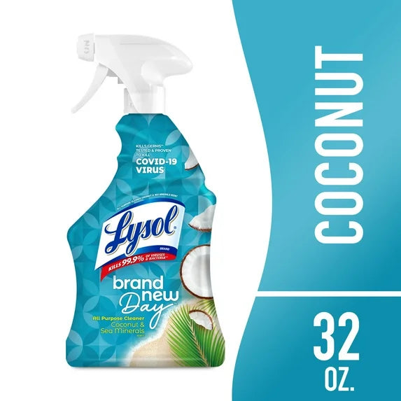 Lysol All-Purpose Cleaner, Sanitizing and Disinfecting Spray, To Clean and Deodorize, Coconut & Sea Minerals Scent, 32oz