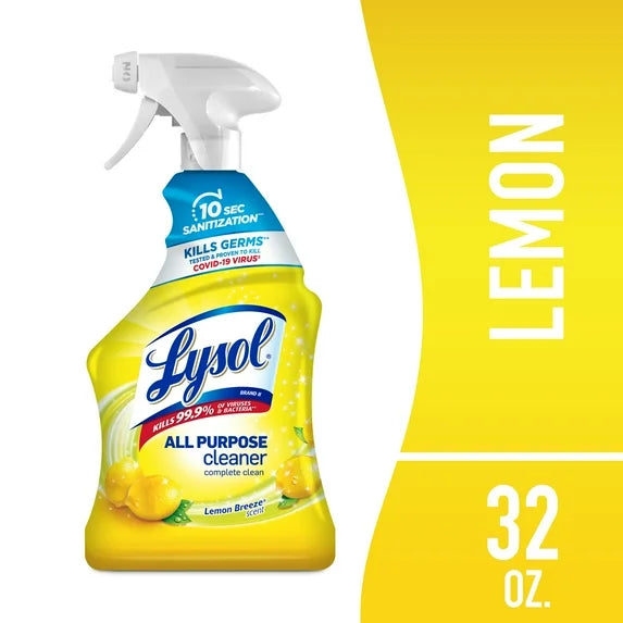 Lysol All-Purpose Cleaner, Sanitizing and Disinfecting Spray, Lemon Breeze Scent, 32 oz