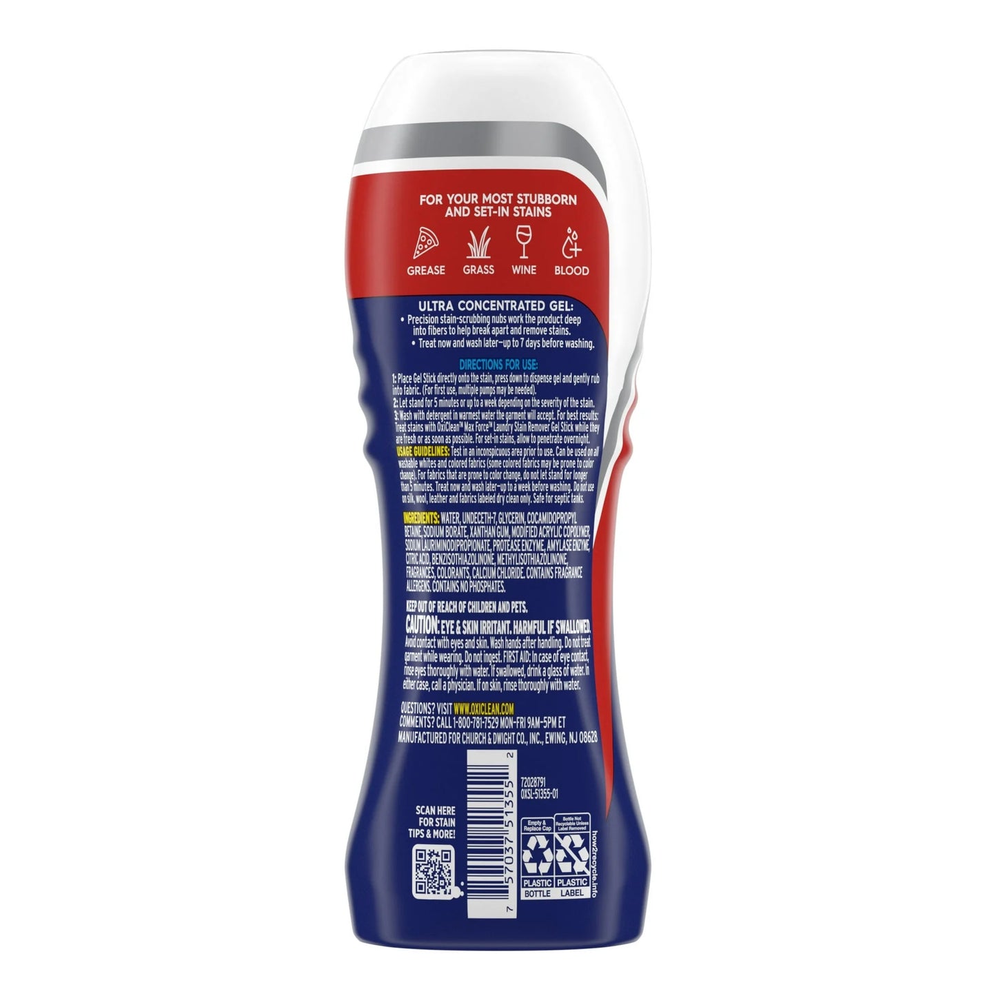 OxiClean Max Force Laundry Stain Remover Gel Stick, 6.2 fl oz