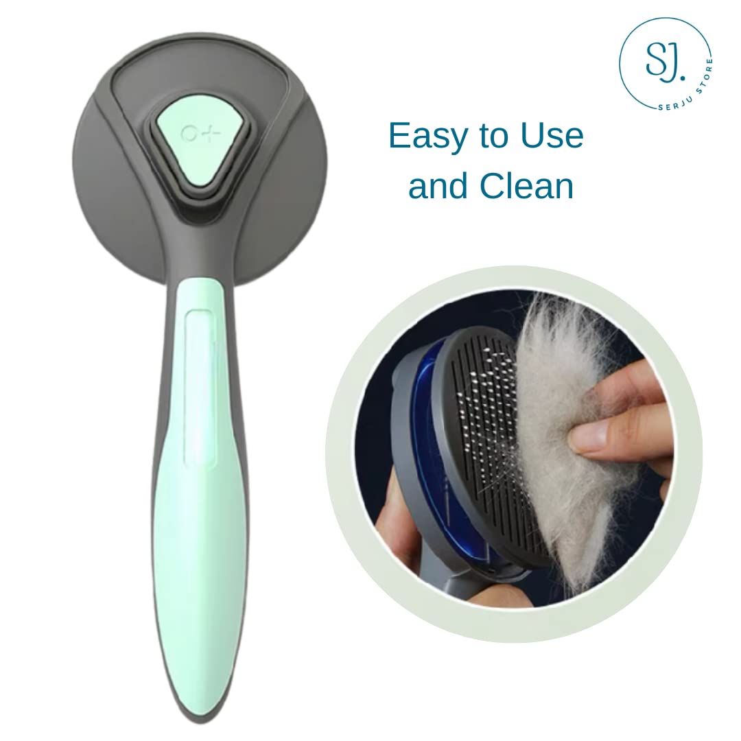 Self Cleaning Pet Hair Comb with One Click Button, pet hair remover & Slicker Brush, Cat Comb & Dog hair Brush
