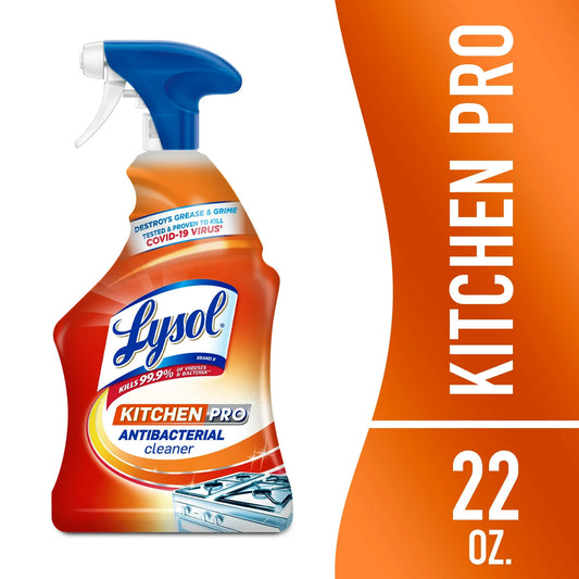 Lysol, Kitchen Pro Antibacterial Cleaner,Spray for Kitchens, No Harsh Chemicals, 22oz