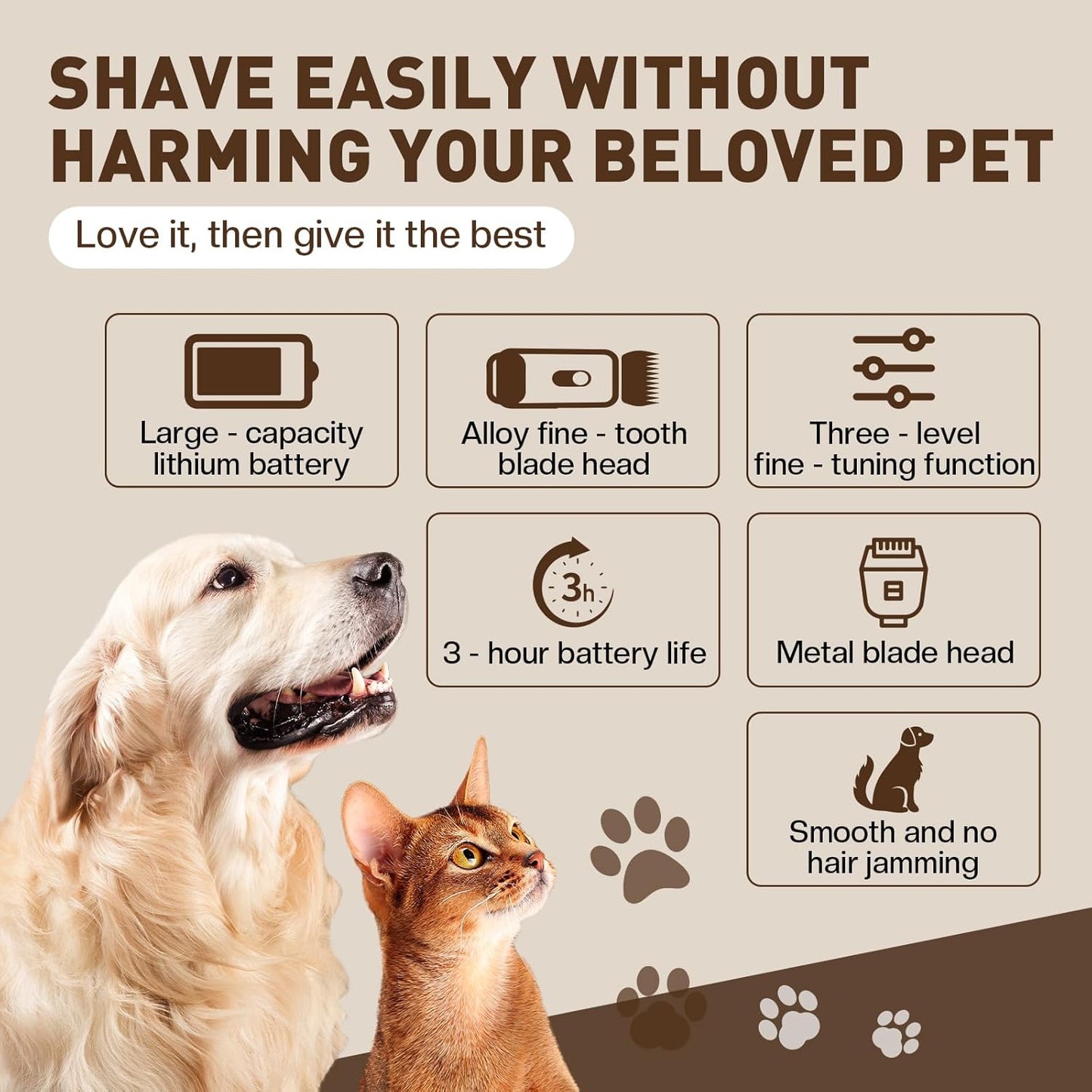Dog Grooming Kit Clippers, Low Noise, Electric Quiet