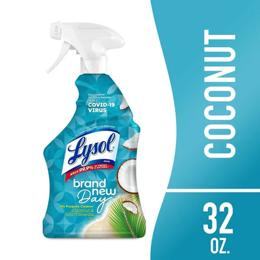 Lysol All-Purpose Cleaner, Sanitizing and Disinfecting Spray, To Clean and Deodorize, Coconut & Sea Minerals Scent, 32oz
