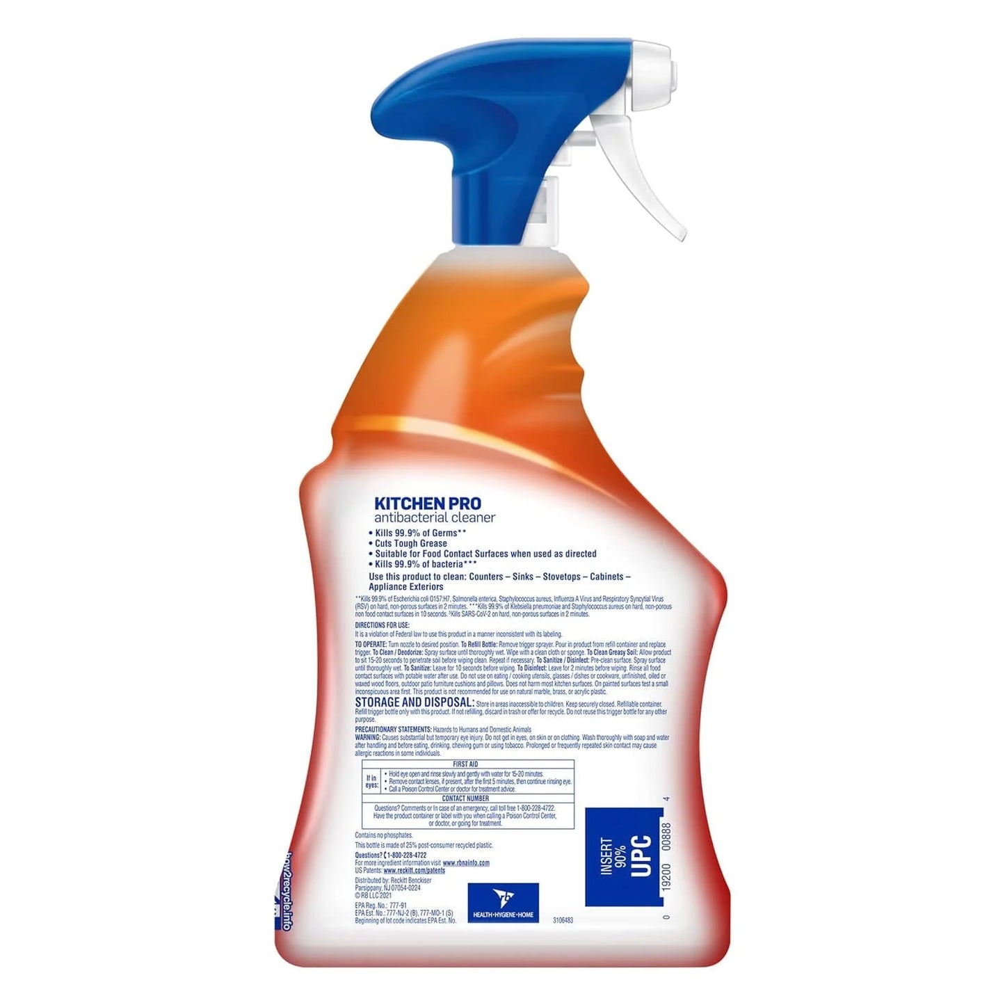 Lysol, Kitchen Pro Antibacterial Cleaner,Spray for Kitchens, No Harsh Chemicals, 22oz