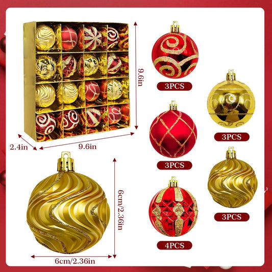 Christmas Ornaments Set, 16pcs Christmas Balls for Xmas Tree Decoration
